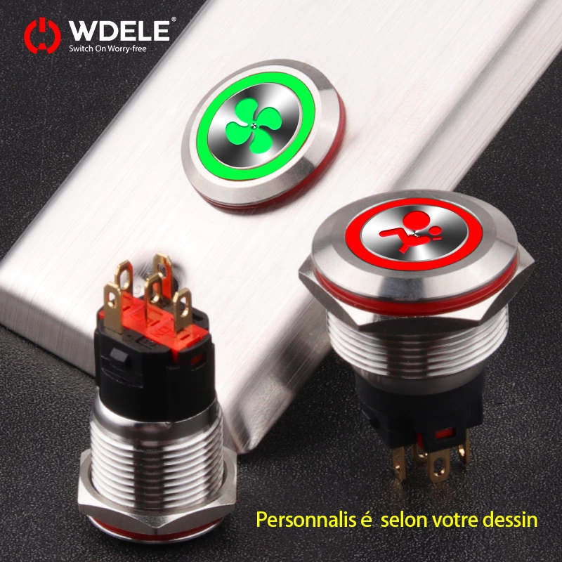 Interrupteurs à bouton-poussoir métalliques personnalisés de la série WD-A